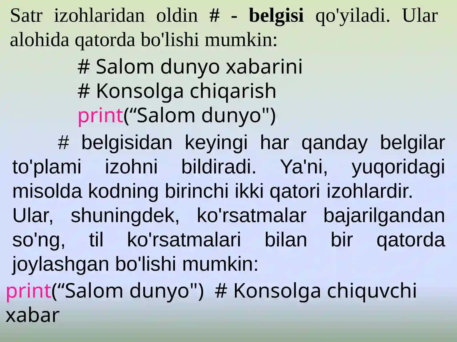 Pythonda izohlar 4