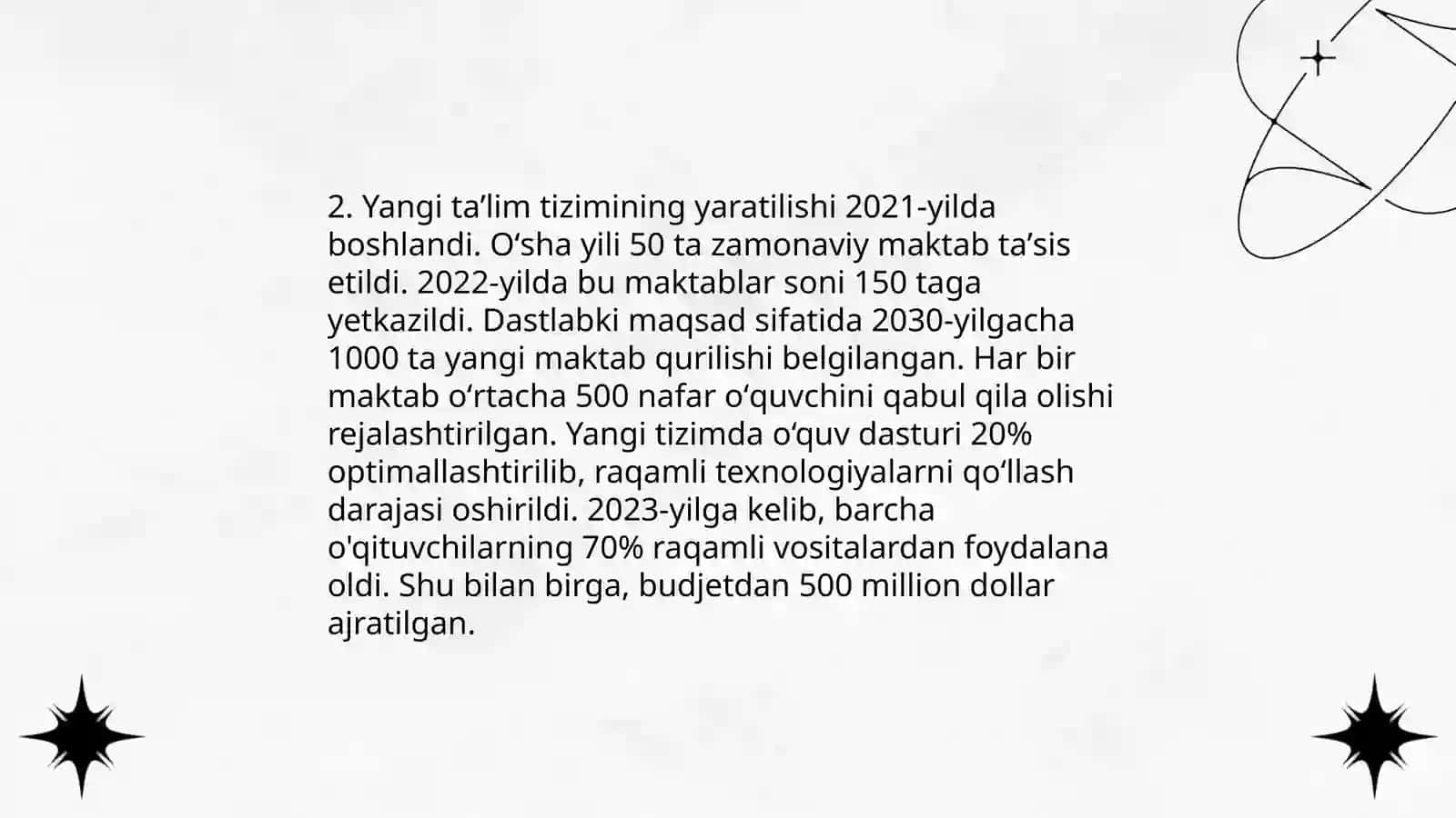 Mustaqillik yillarida Oʻzbekiston Respublikasida taʼlim sohasidagi oʻzgarishlar 4