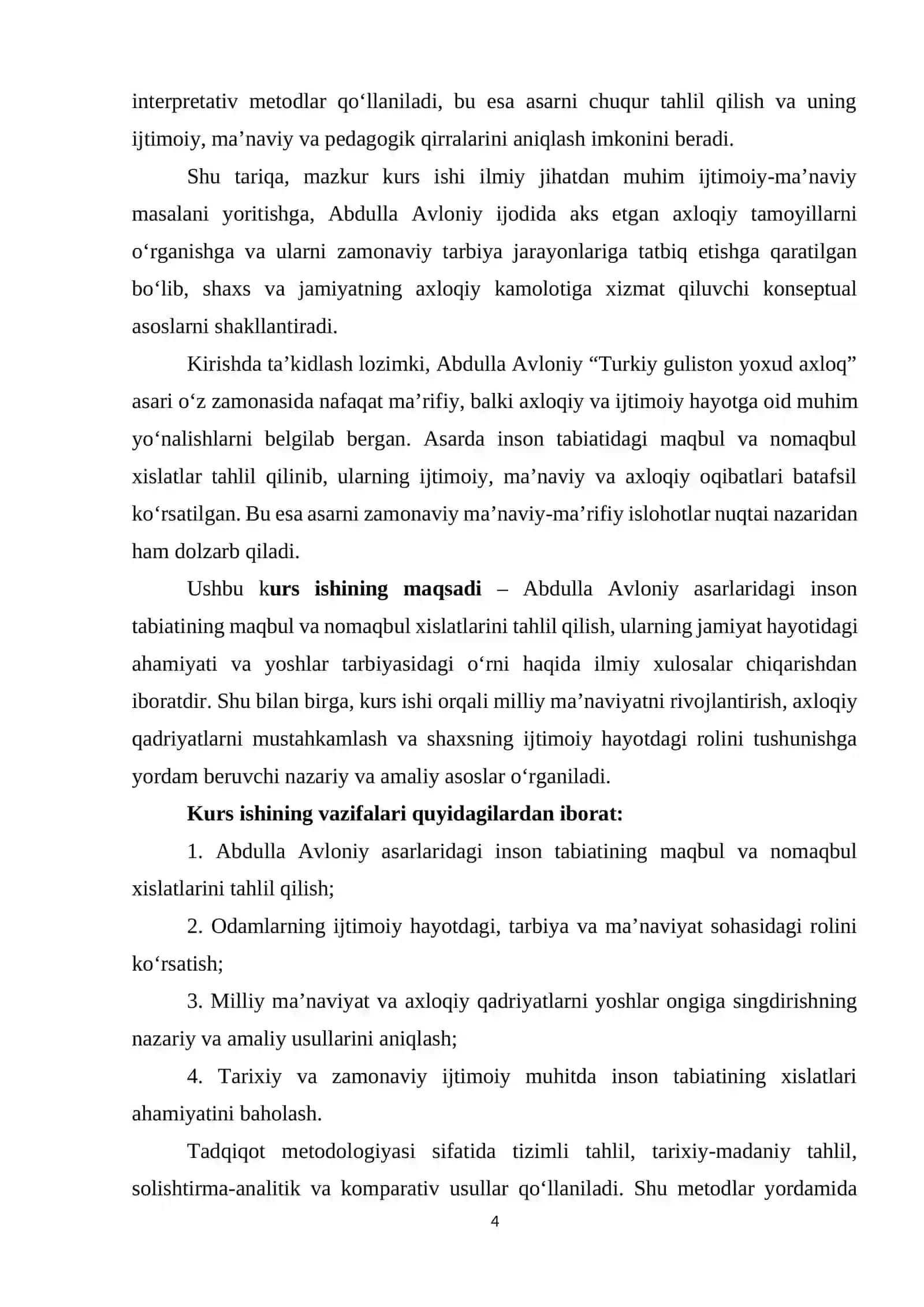 Abdulla Avloniy "Turkiy guliston yoxud axloq" asarida odamzot tabiatidagi maqbul va nomaqbul xislatlar 4