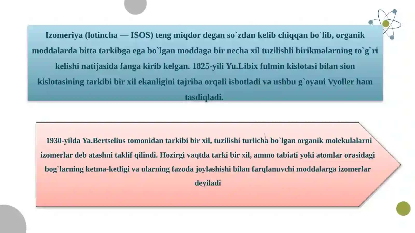 Organik kimyoda gomologiya va izomeriya tushunchalari 4