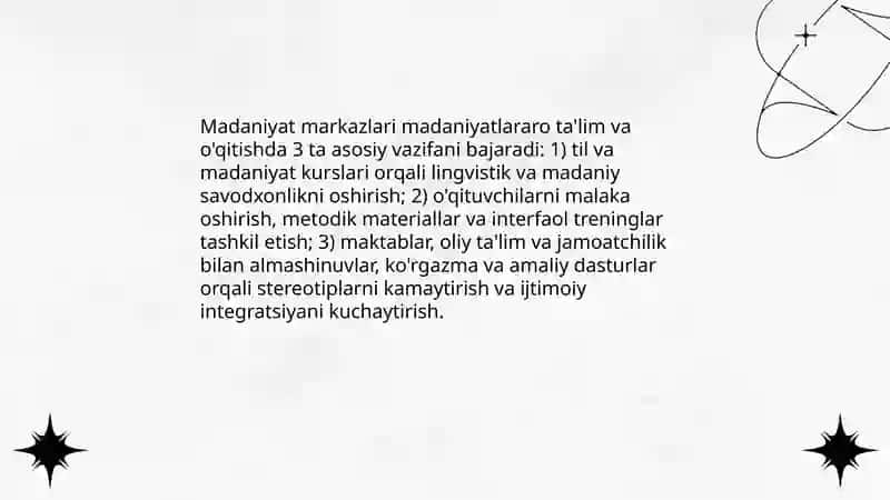 Madaniyat markazlarining madaniyatlararo muloqotdagi ro'li 4