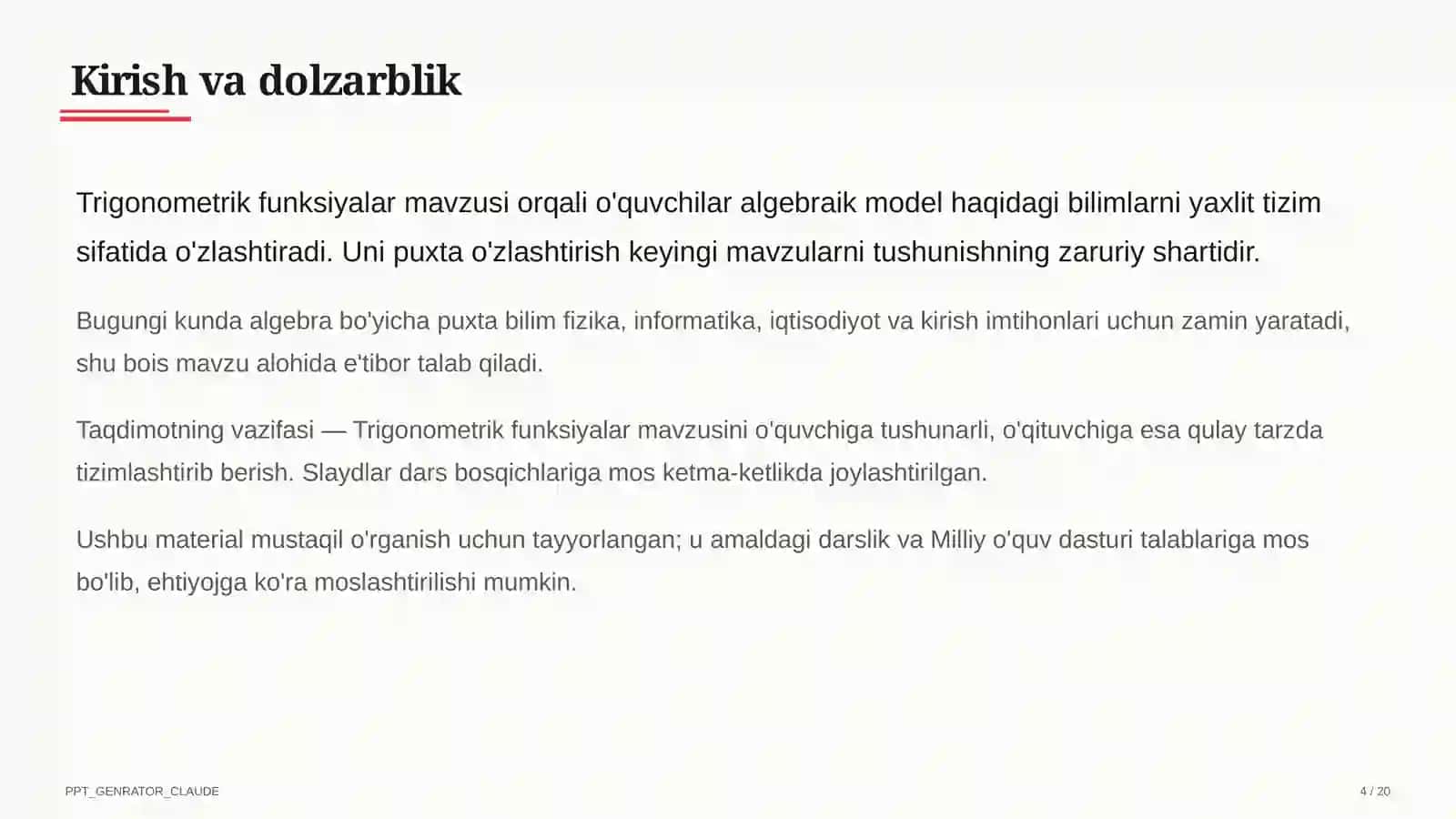Trigonometrik funksiyalar (10-sinf) 4