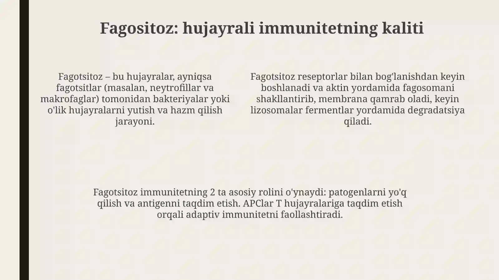 Immunitet teoriyada fagosit gumoral klon Asosiy gistomoslashuv kompleks HLA A va C tip vazifasi 4