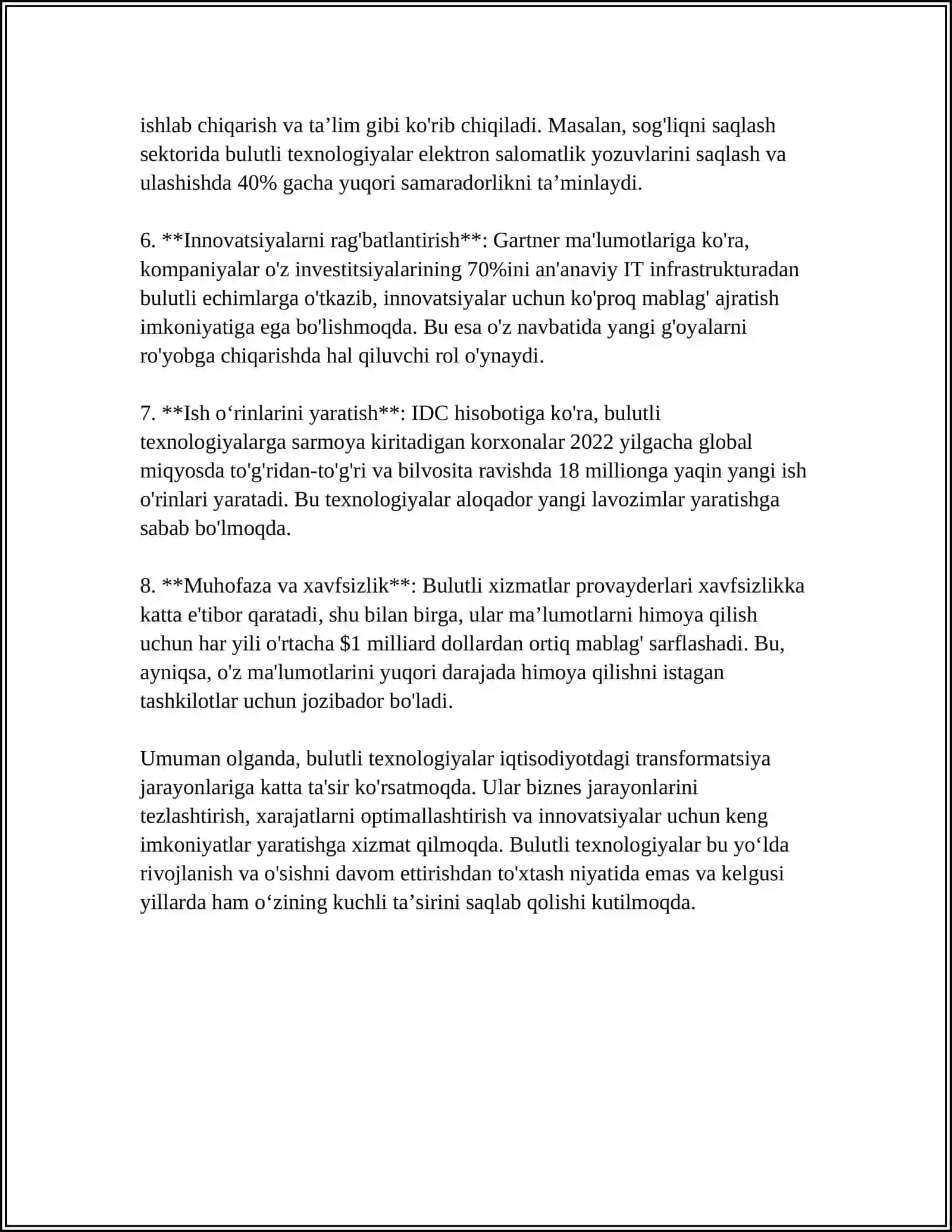 IQTISODIYOTDA BULUTLI TEXNOLOGIYALARNING O'RNI VA AHAMIYATI 4