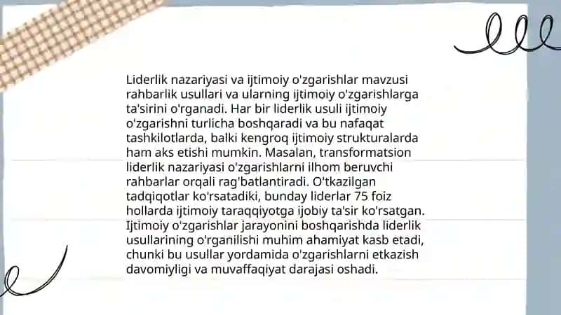 Ijtimoiy psixologiya va xavfsizlik muammolari Boshqaruv psixologiyasi. Liderlik nazariyasi 4