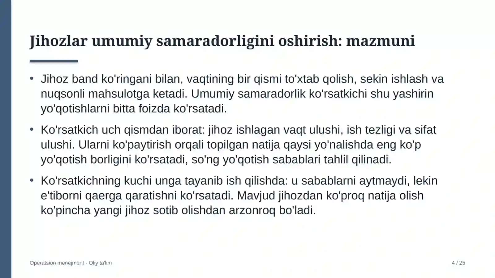 Elektron tijoratda jihozlarning umumiy samaradorligini oshirish 4