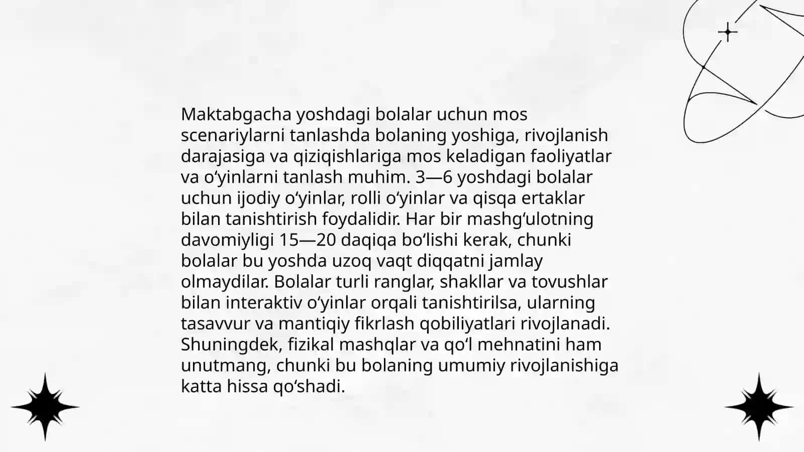 Sahnalashtirish faoliyatini tashkil qilish 4