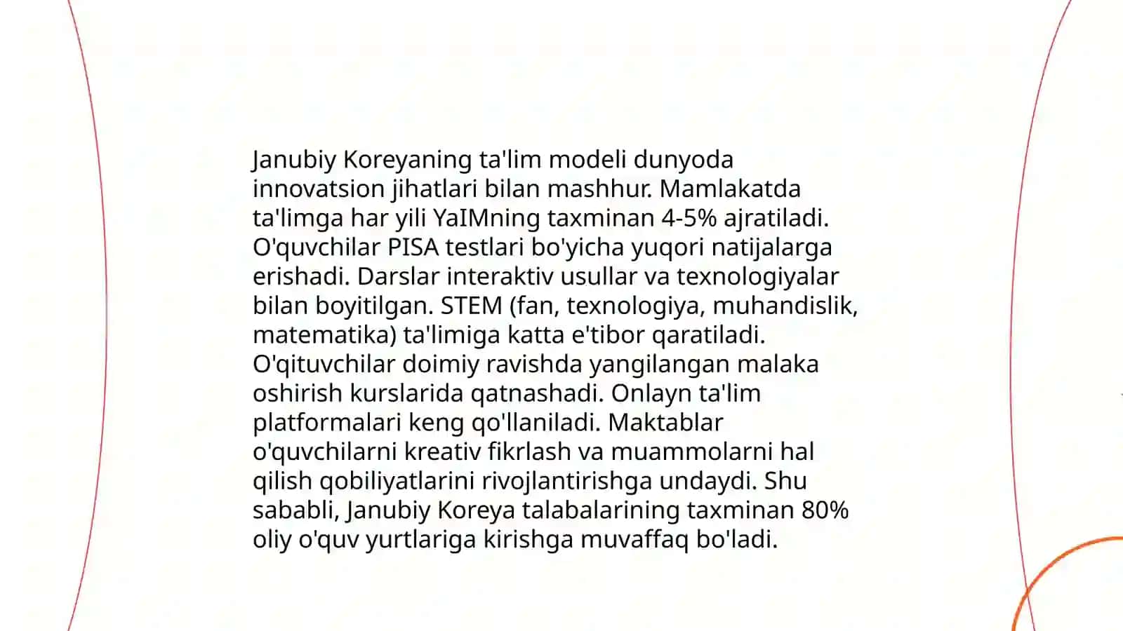 Rivojlangan davlatlar AQSh Janubiy Koreya Singapur ta'lim tizimlari 4