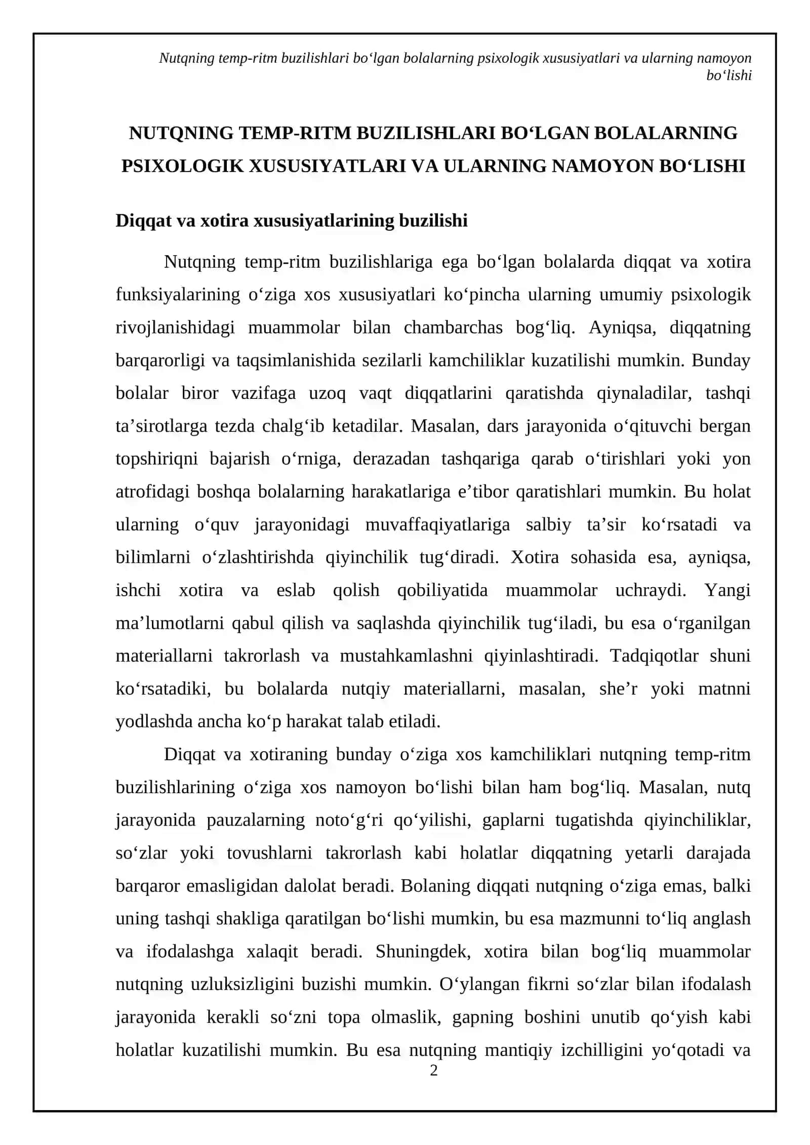 Nutqning temp-ritm buzilishlari boʻlgan bolalarning psixologik xususiyatlari va ularni tekshirish va korreksiyalash 4