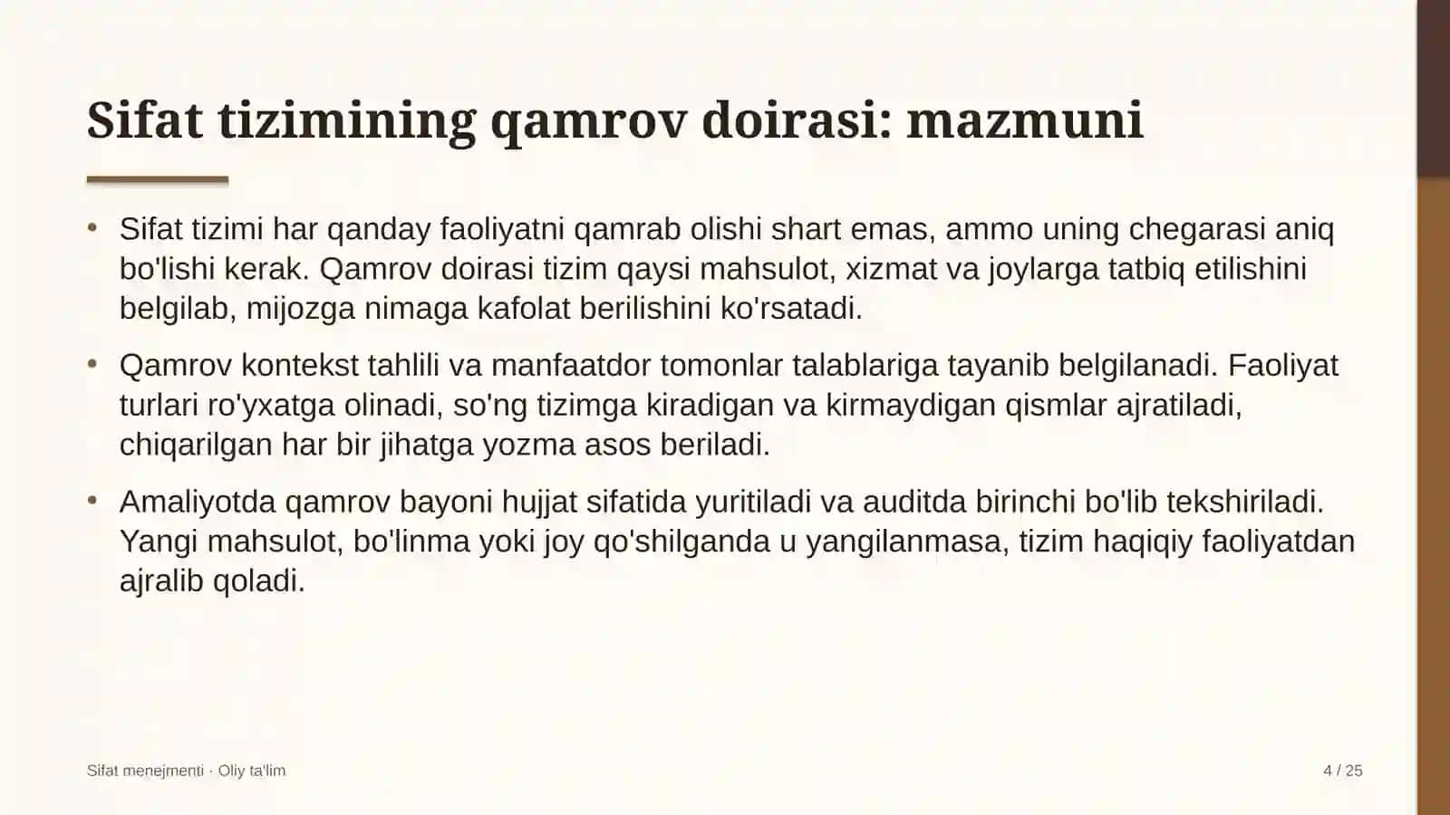 Kartoshkachilikda sifat menejmenti tizimining qamrov doirasini belgilash 4