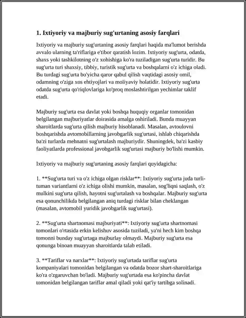 IXTIYORIY VA MAJBURIY SUG‘URTANING O‘ZARO NISBATINI MUVOFIQLASHTIRISH MASALALARINI TAKOMILLASHTIRISH 4