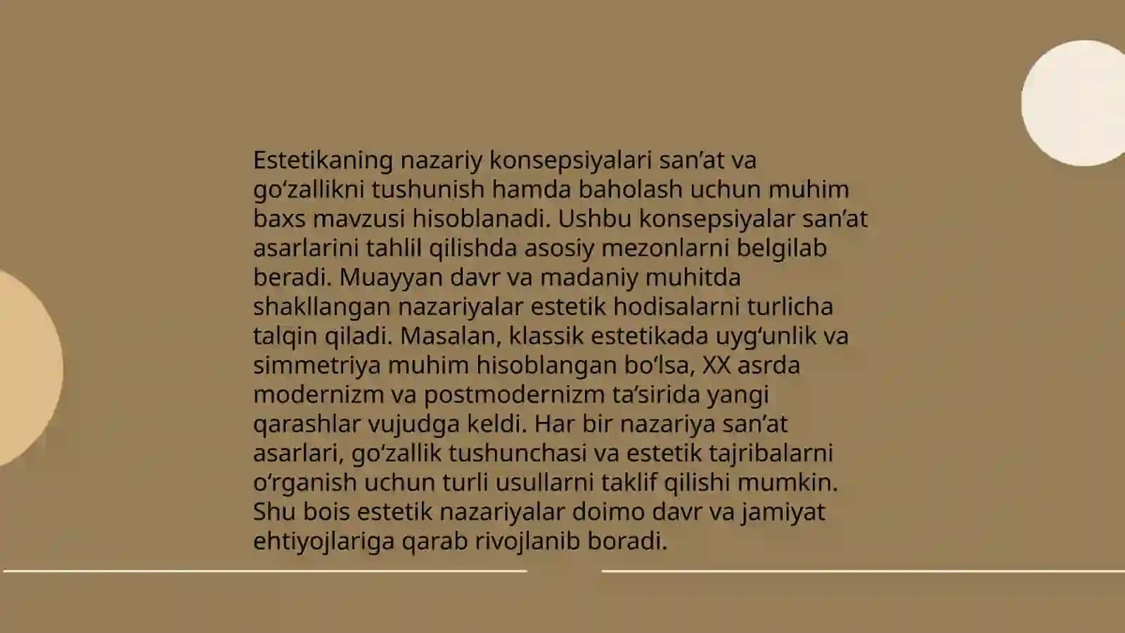 Nafosat falsafasi. Estetika 4