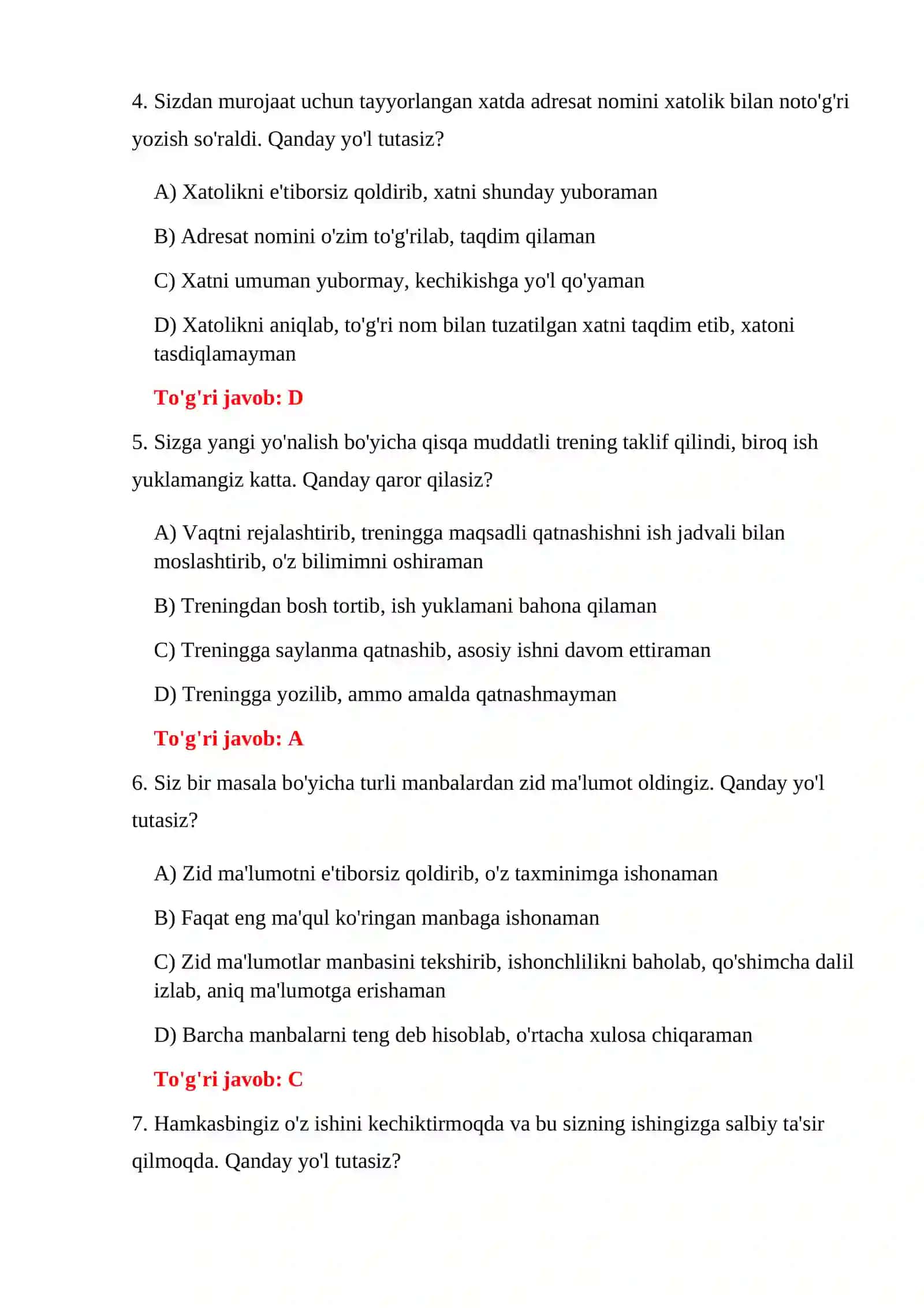 BOJXONA PSIXOLOGIK TEST 100 TA 4