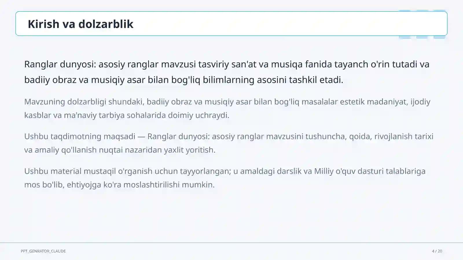 Ranglar dunyosi: asosiy ranglar (1-sinf) 4