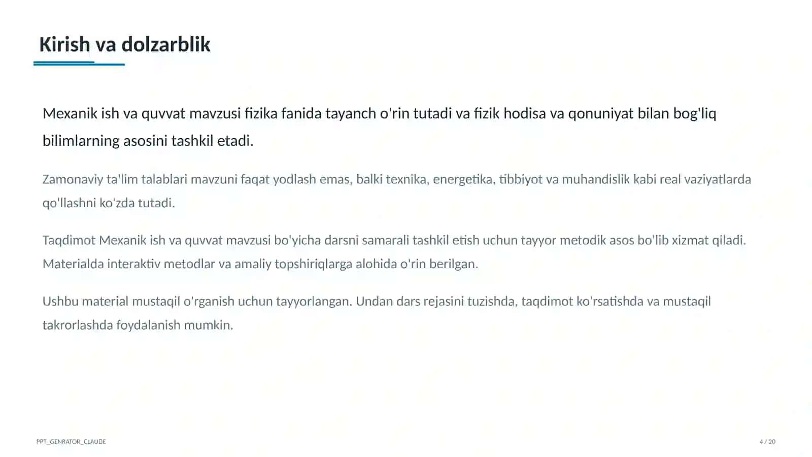 Mexanik ish va quvvat (7-sinf) 4