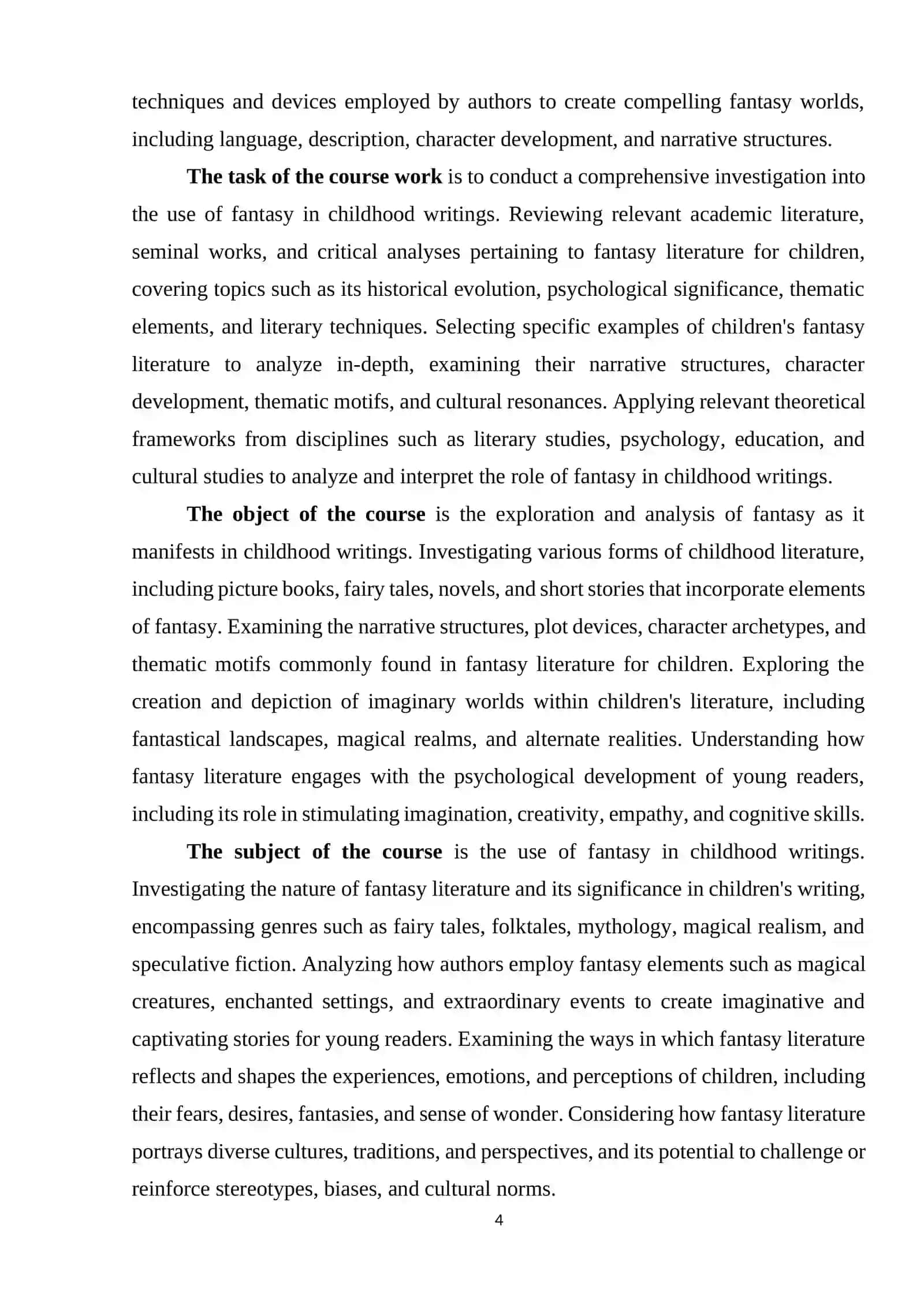 USE OF FANTASY IN CHILDHOOD WRITINGS 4