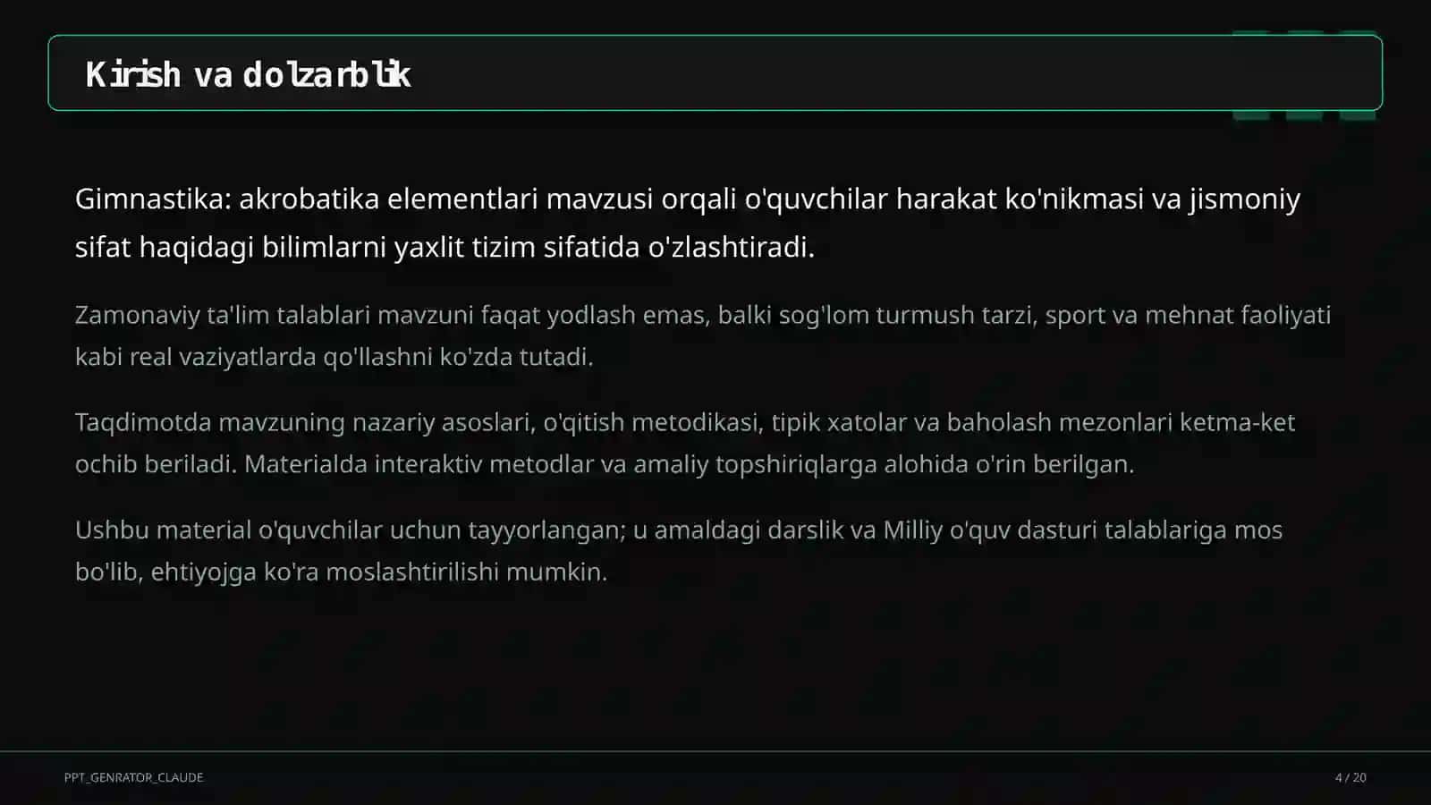 Gimnastika: akrobatika elementlari (3-sinf) 4