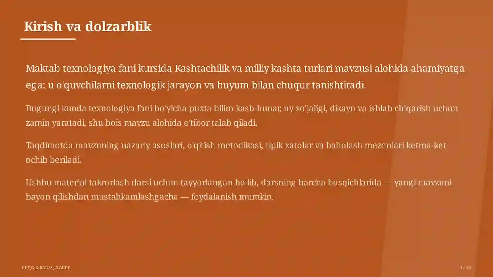 Kashtachilik va milliy kashta turlari (5-sinf) 4
