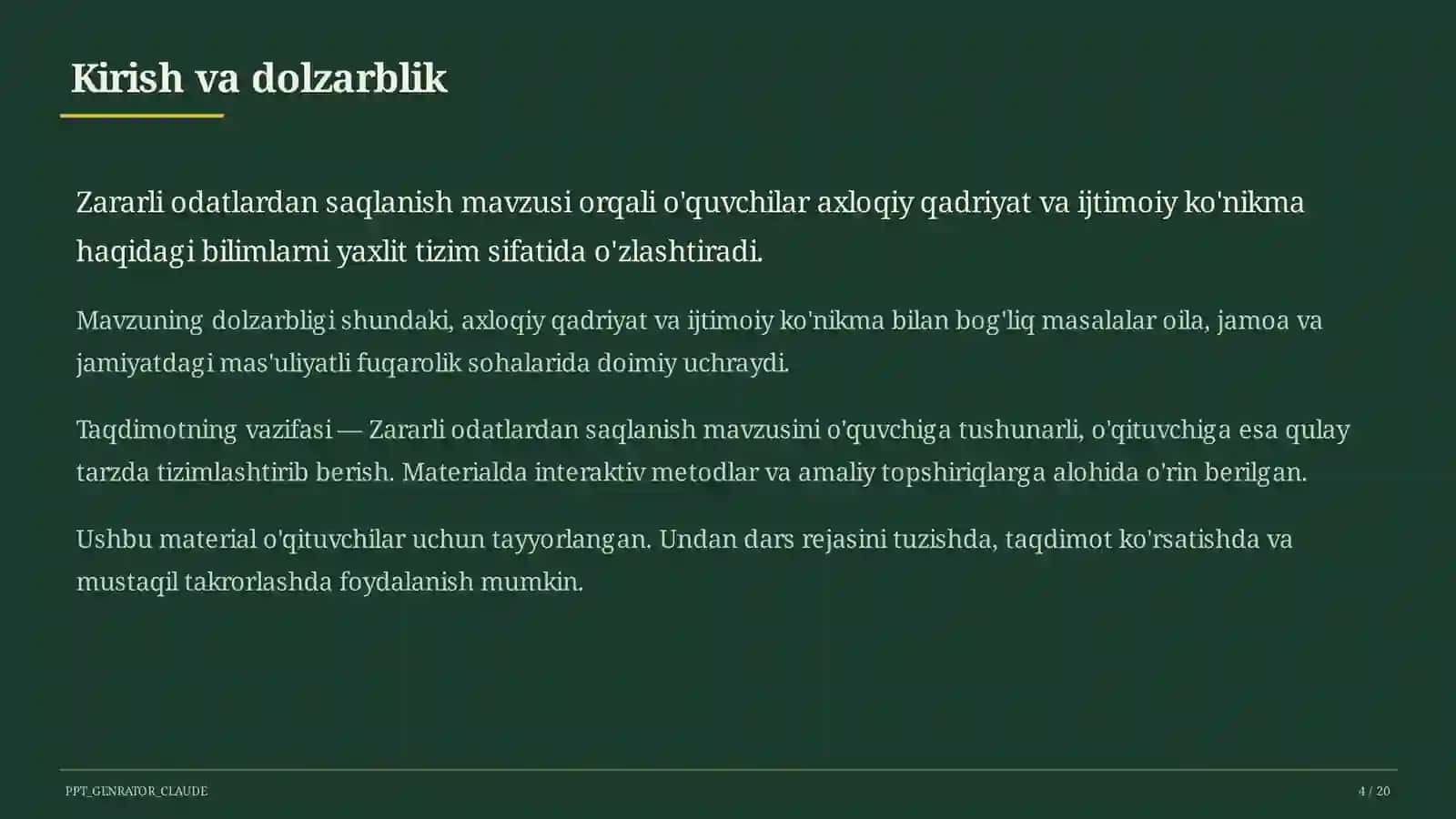 Zararli odatlardan saqlanish (7-sinf) 4