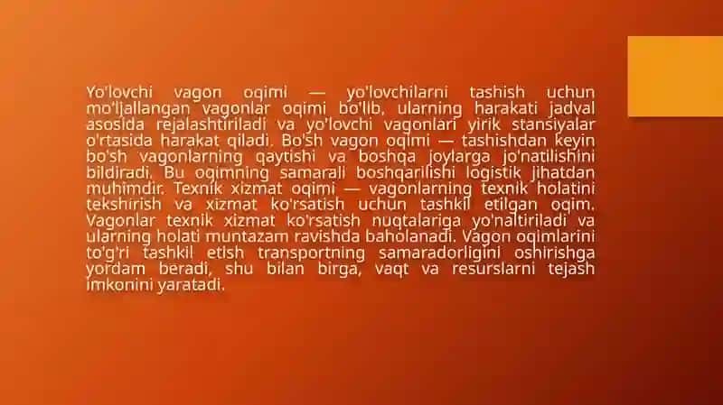 Vagon oqimlarini tashkil etishning nazariyasi 4