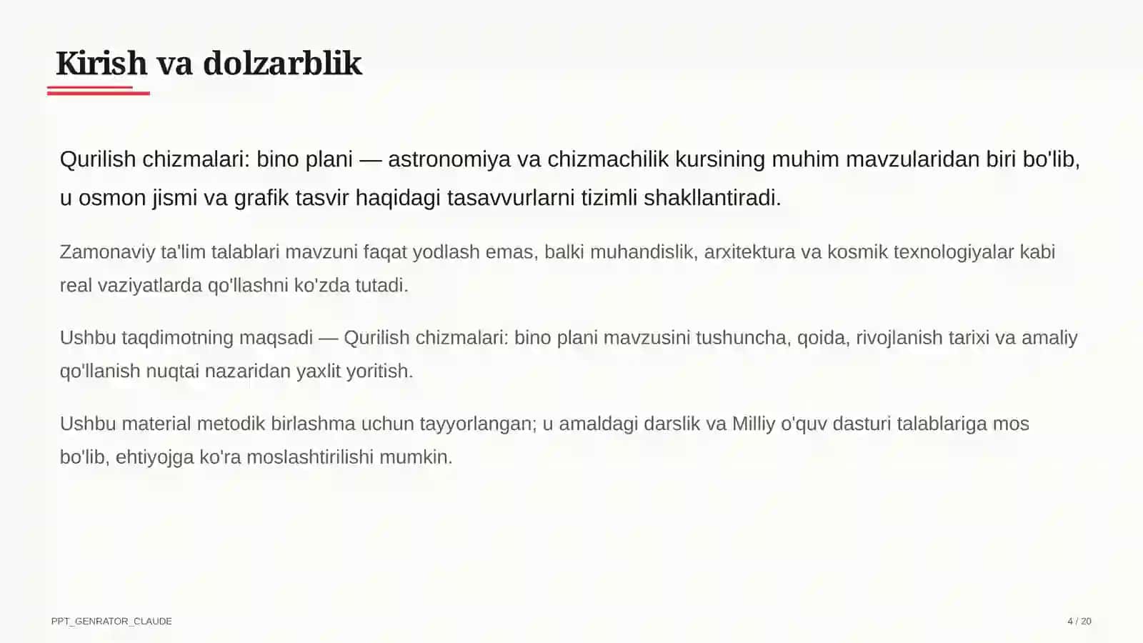 Qurilish chizmalari: bino plani (9-sinf) 4