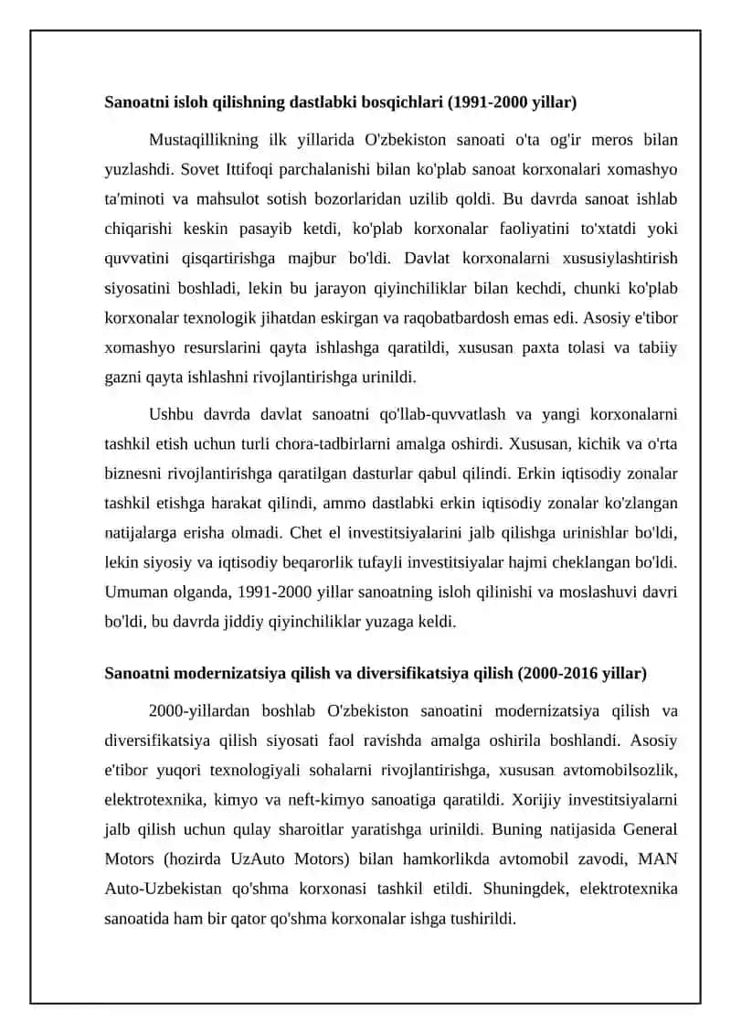 Mustaqillik yillarida sanoat saxosidagi ôzgarishlar 4
