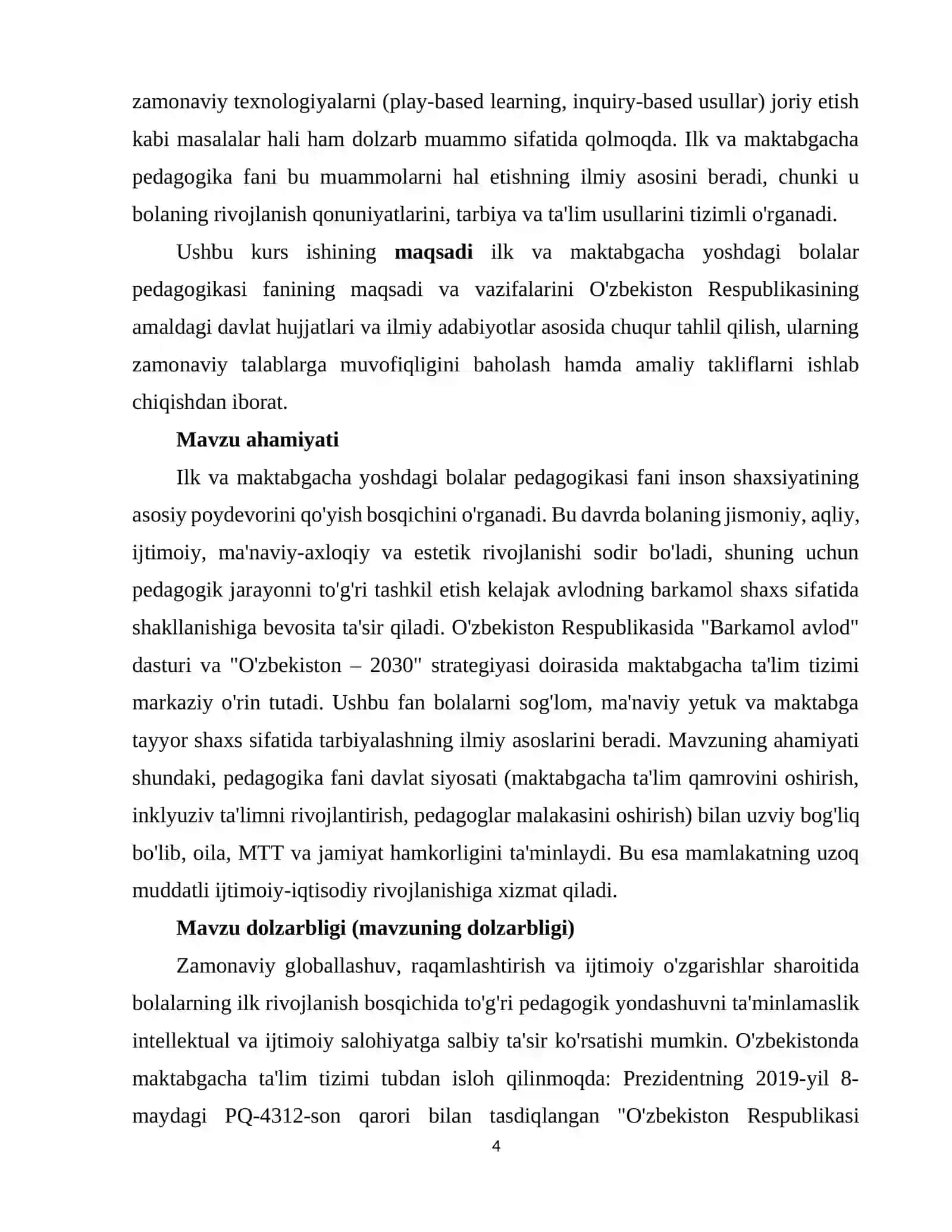 Ilk va maktabgacha yoshidagi bolalar pedagogikasi fanining maqsadi va vazifalar 4