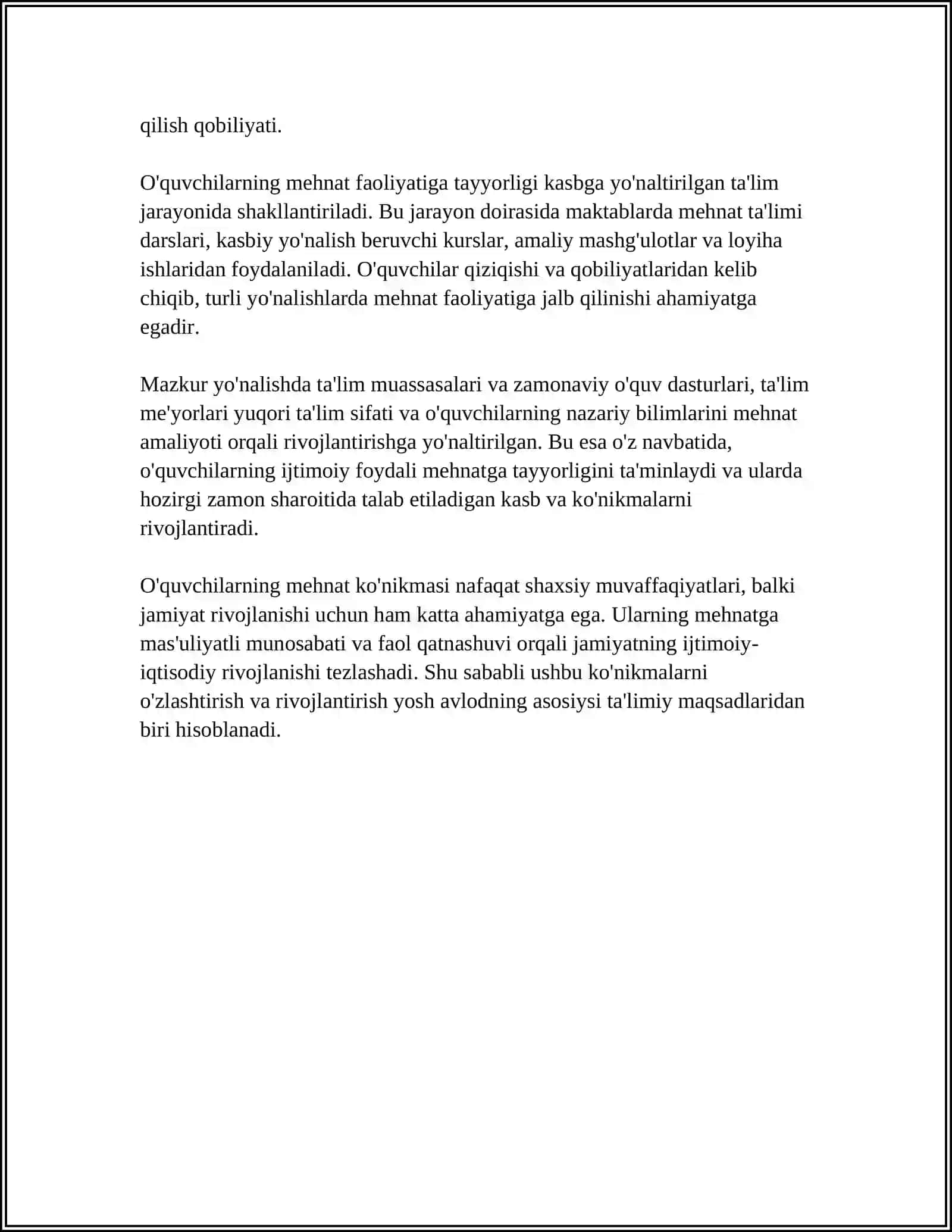 REFERAT: O'QUVCHILARNING MEHNAT KO'NIKMASINI SHAKLLANTIRISH 4