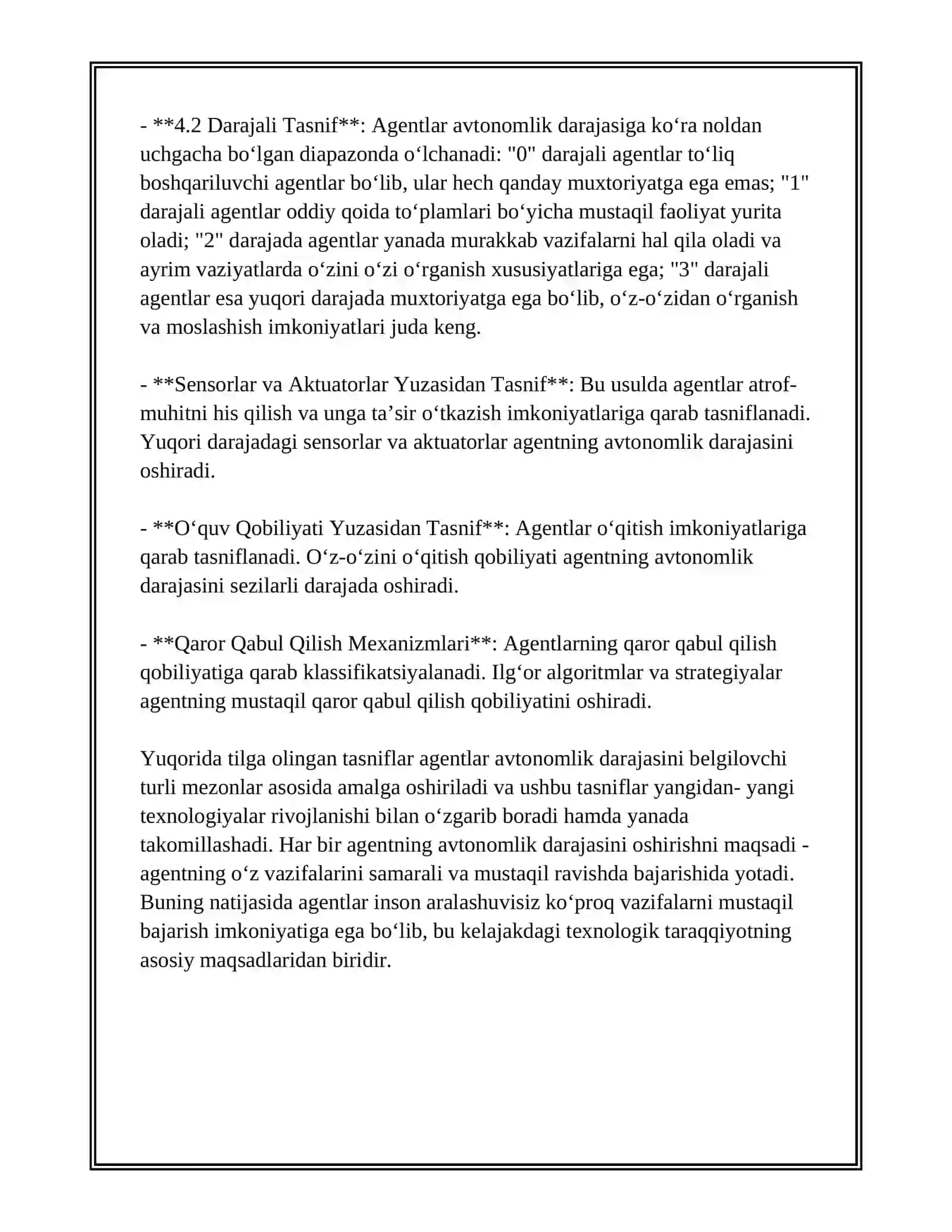 AVTONOMLIK DARAJASI NIMA VA AGENTLAR AVTONOMLIK BOʻYICHA QANDAY TASNIFLANADI? 4