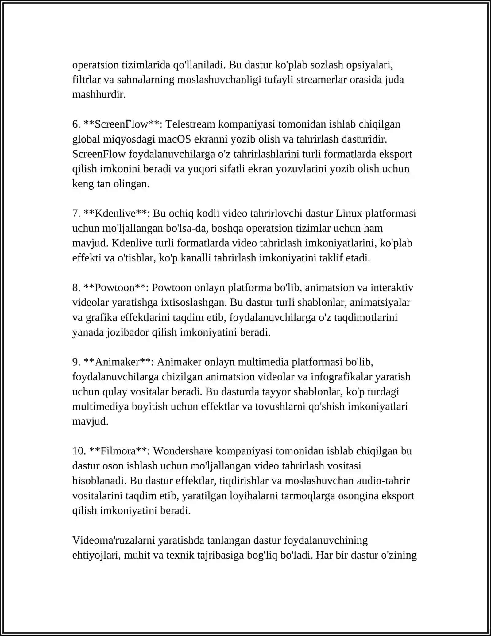 Videoma'ruzalarni yaratishda foydalaniladigan dasturlar 4