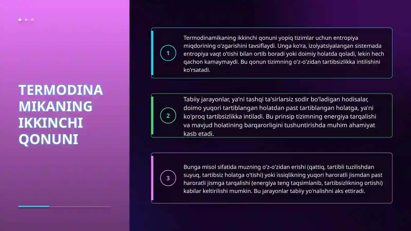 Entropiya. Jarayonlarning yo’nalishi 4