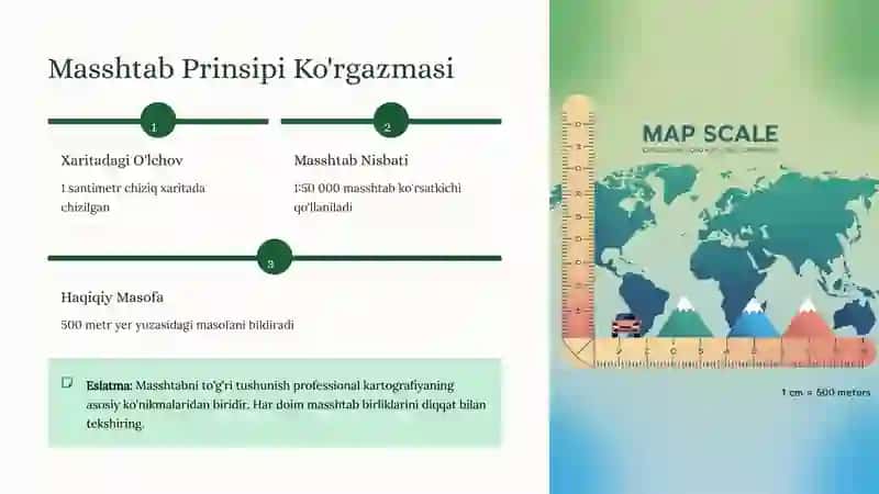 Kartada Masshtab, Maydon va Masofaning O'zgarishi 4