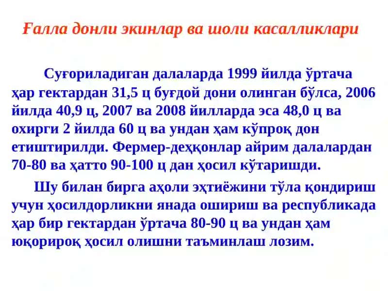 Ғалладонли экинлар касалликлари хамда уларга қарши кураш чоралари 4