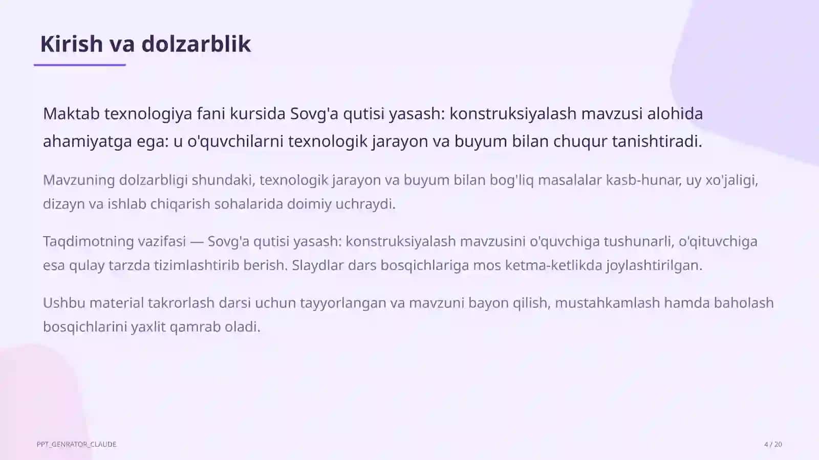 Sovg'a qutisi yasash: konstruksiyalash (3-sinf) 4