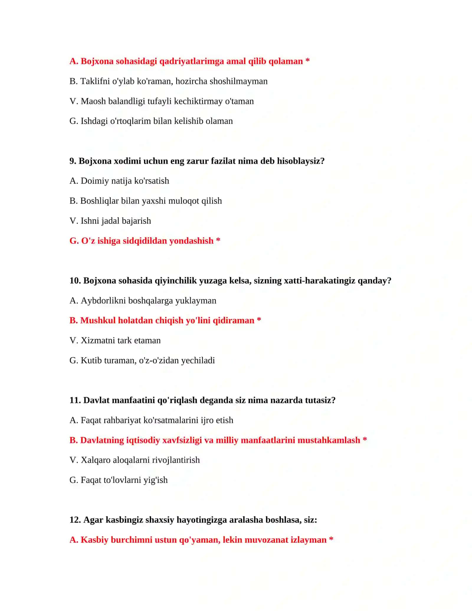 Bojxona iqtisodiyoti testlari 4