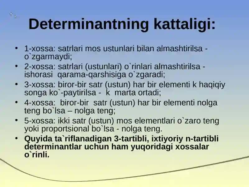 DETERMINANTLAR NAZARIYASI 4