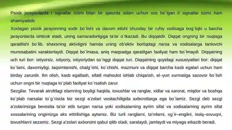 Psixik jarayonlar va miyaning o‘zaro aloqadorligi 4