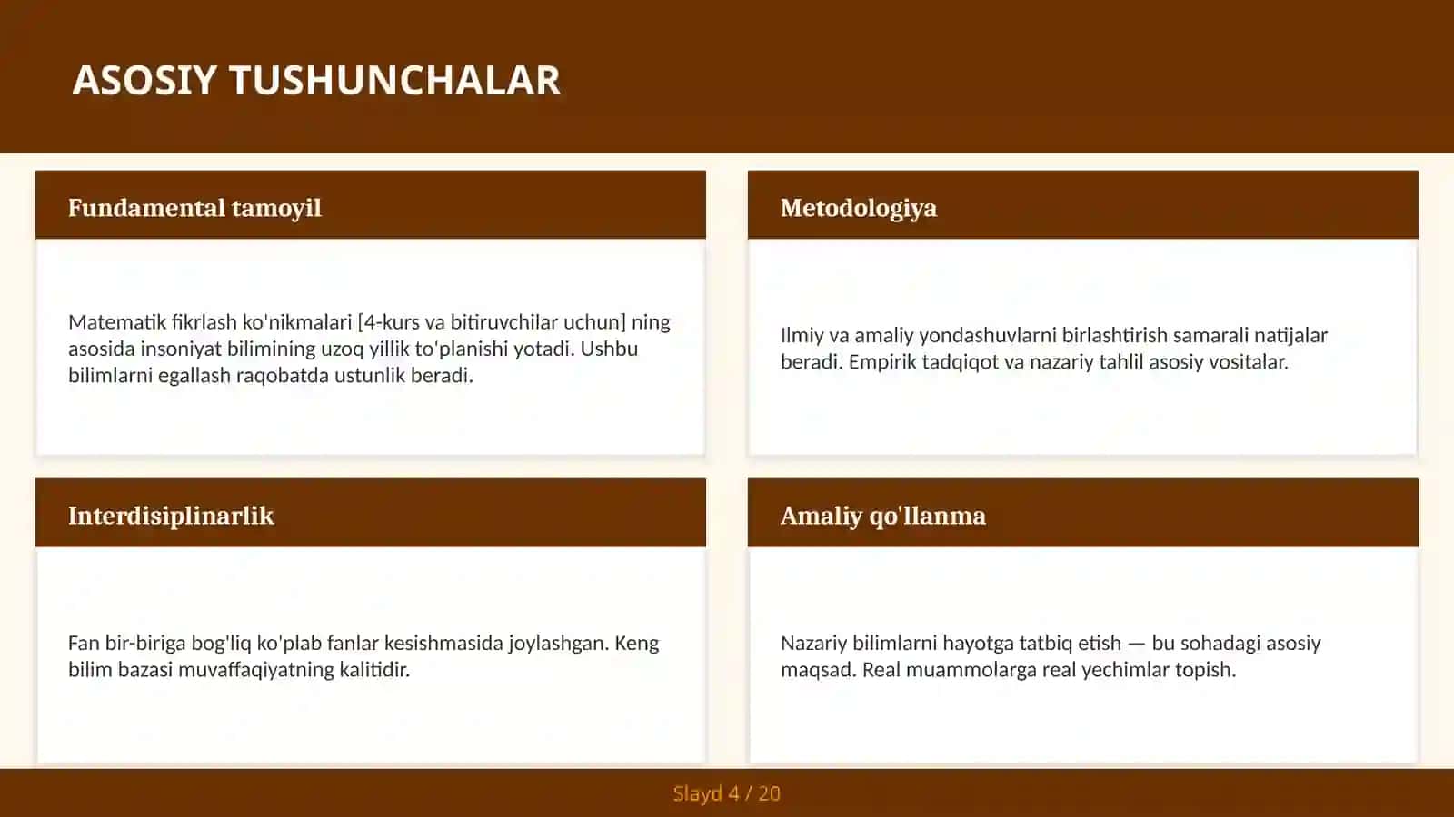 Matematik fikrlash ko'nikmalari [4-kurs va bitiruvchilar uchun] 4