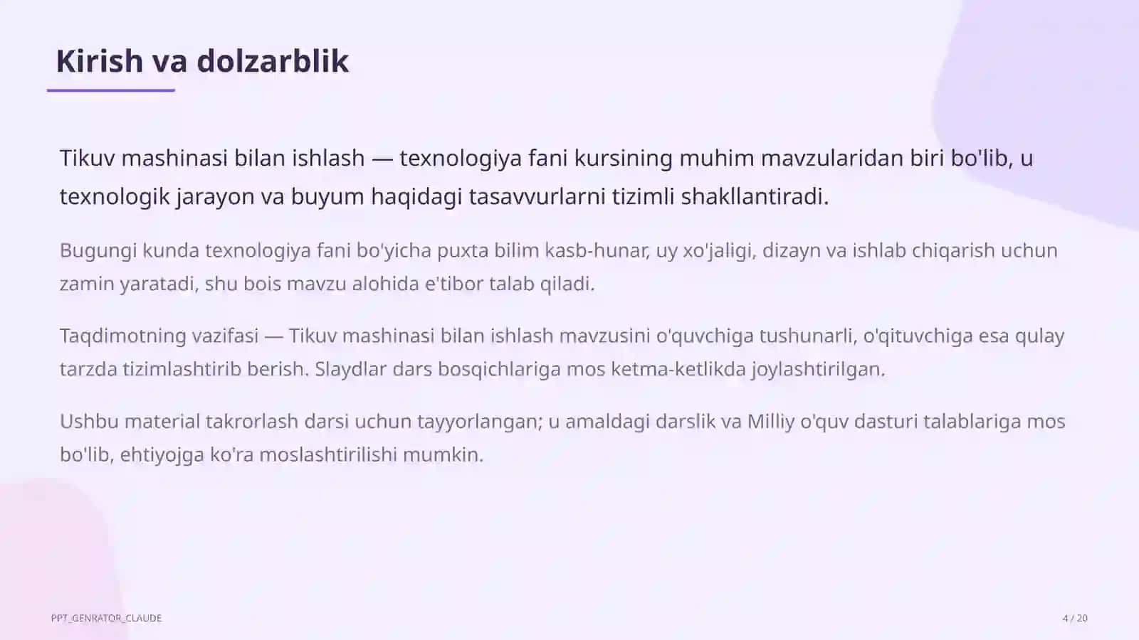 Tikuv mashinasi bilan ishlash (6-sinf) 4