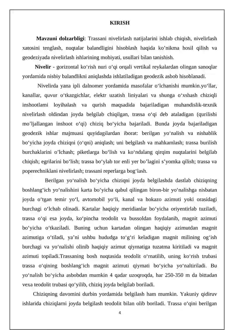 NIVELIR TURLARI VA TEXNIKAVIY VA O’RTA ANIQLIKDAGI NIVELIRLAR 4