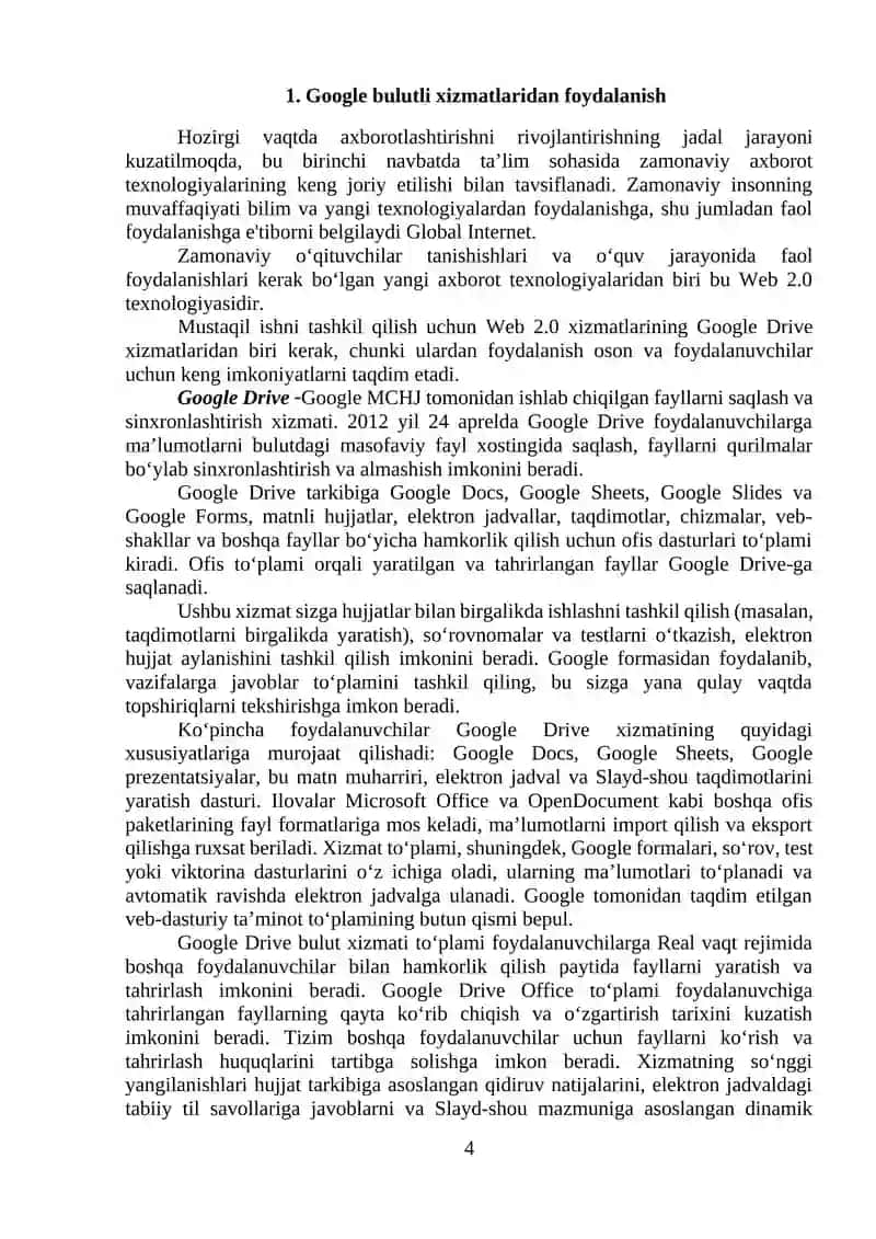 Bulutli Texnologiyalar Yordamida O’quv Ishlarini Tashkil Etish 4