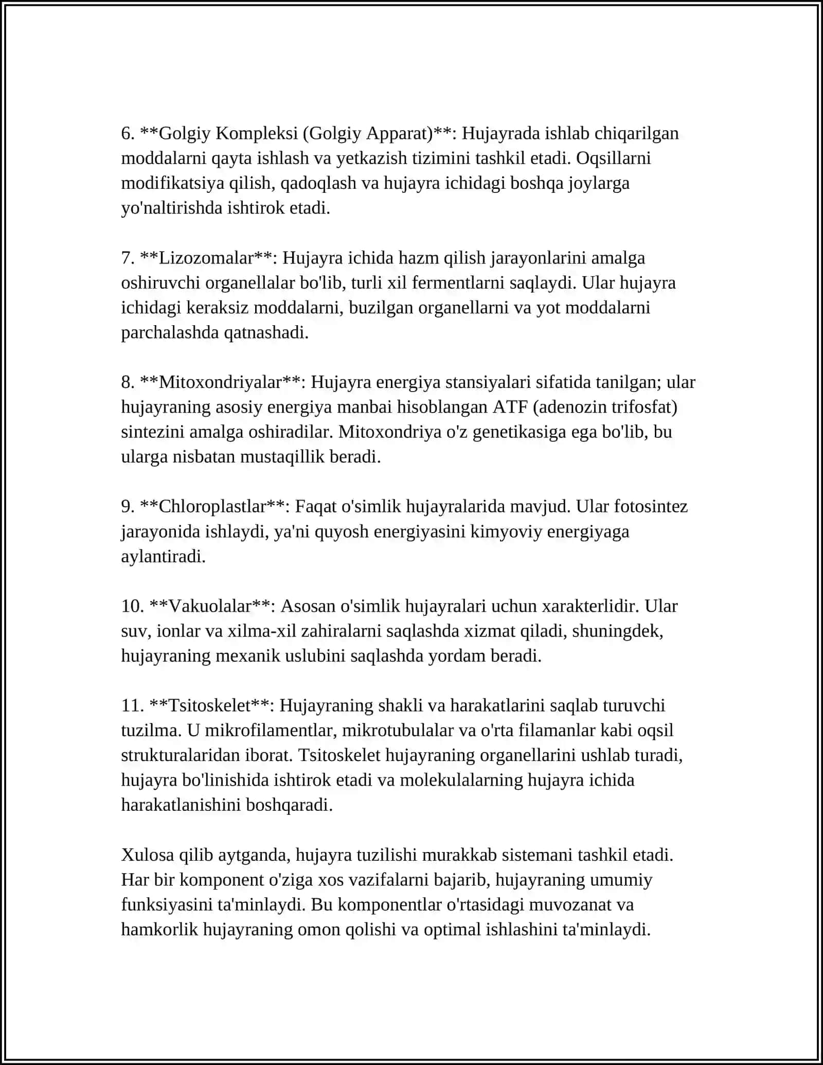 HUJAYRA TUZILISHI.HUJAYRA NAZARIYASI.ODAM VA HAYVON XROMASOMALARINING MORFOFUNKSIONAL O'XSHASHLIGI 4