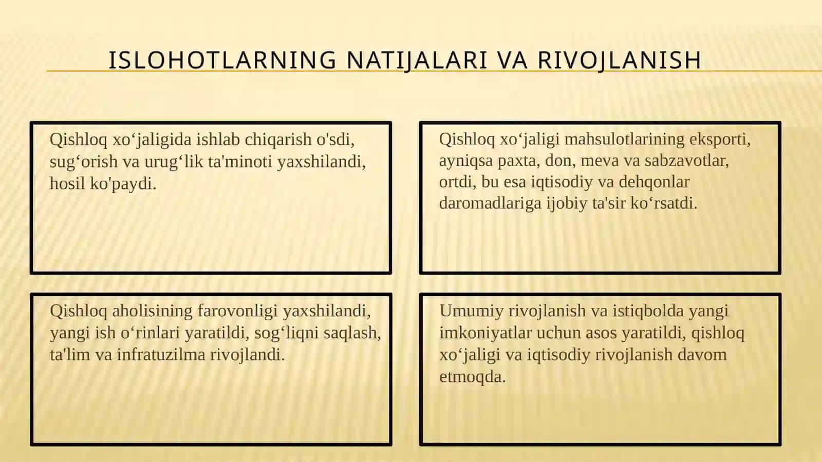 Mustaqillik yillarida qishloq xoʻjaligi va sanoat sohasidagi oʻzgarishlar 4