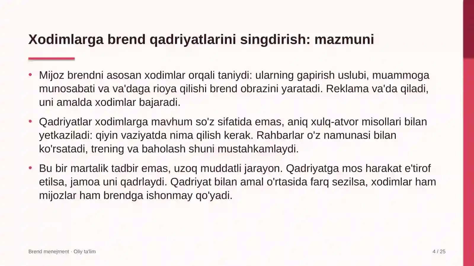 yangiliklar saytlarida xodimlar o'rtasida brend qadriyatlarini singdirish 3234 4