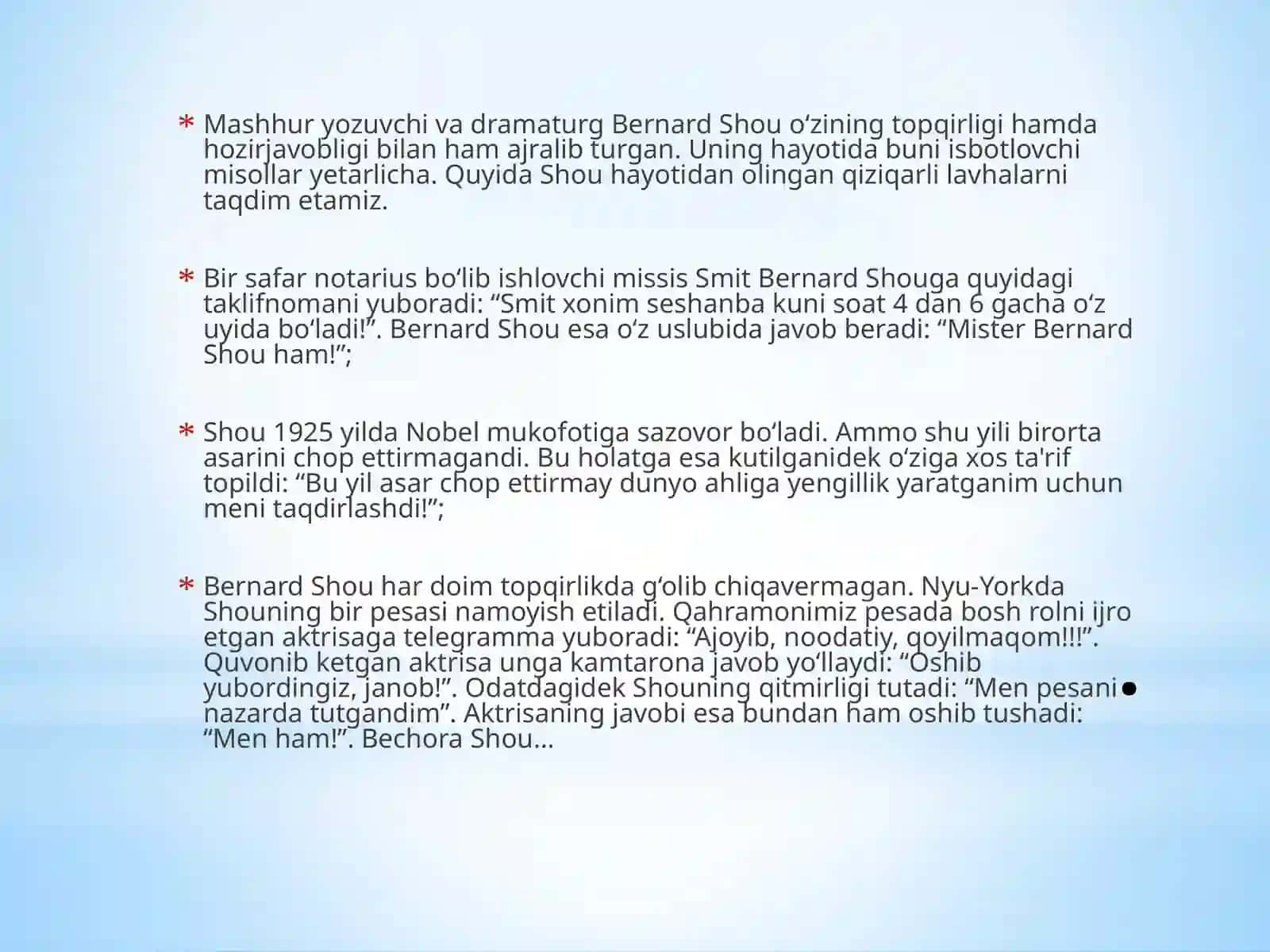 Bernard shou dramaturgiyasi 4