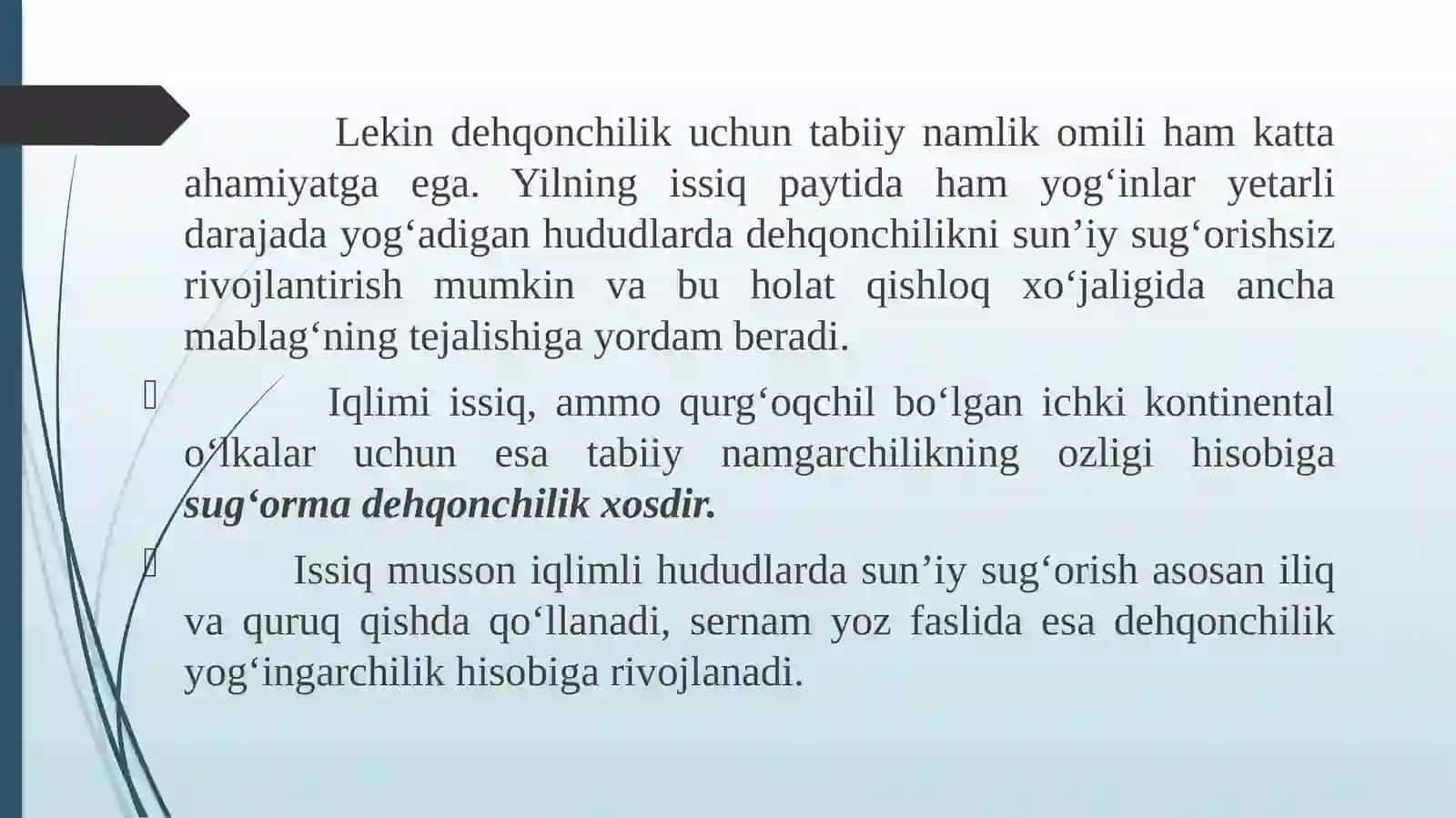 DEHQONCHILIK TARMOG’I 4