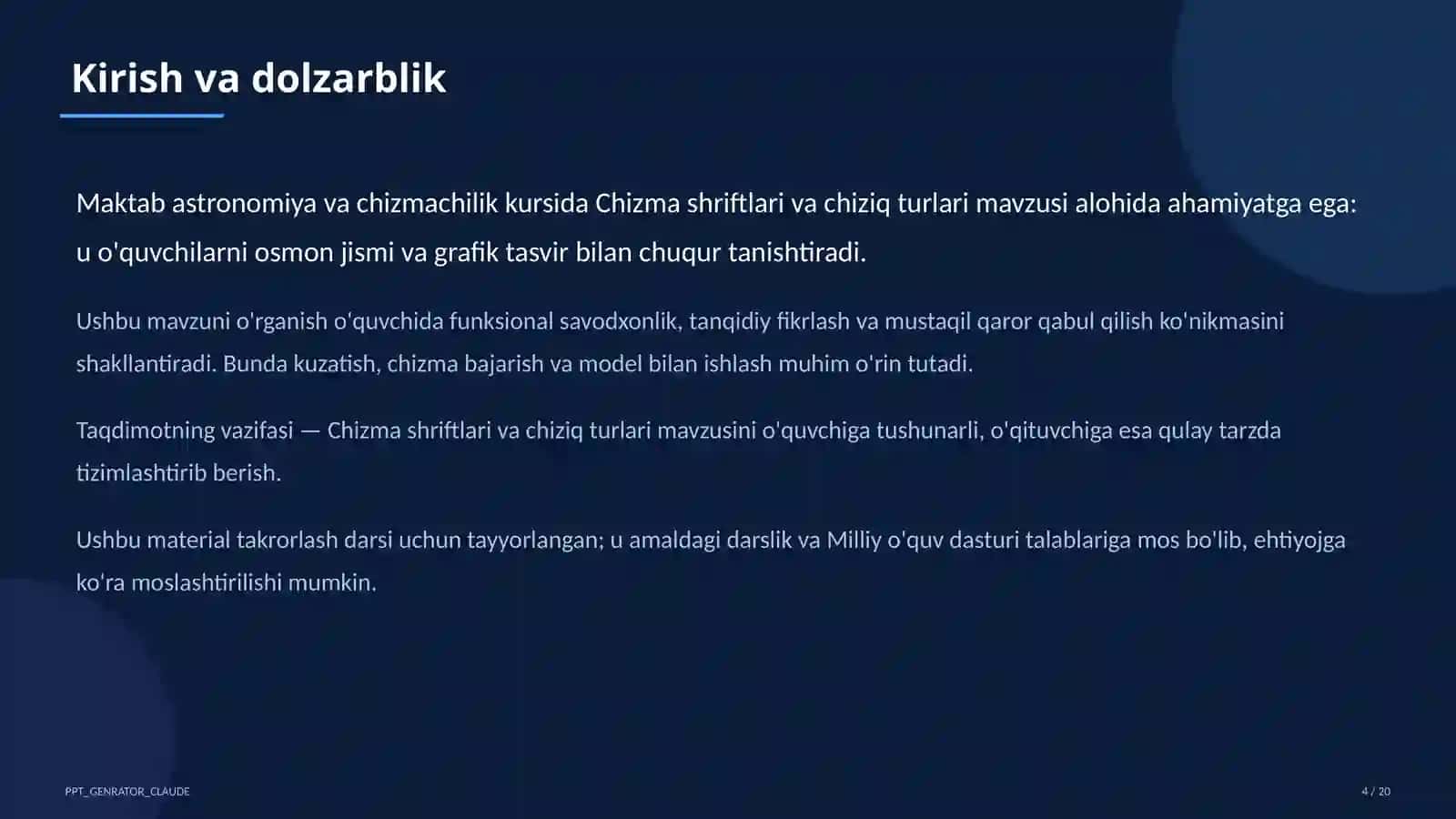 Chizma shriftlari va chiziq turlari (8-sinf) 4