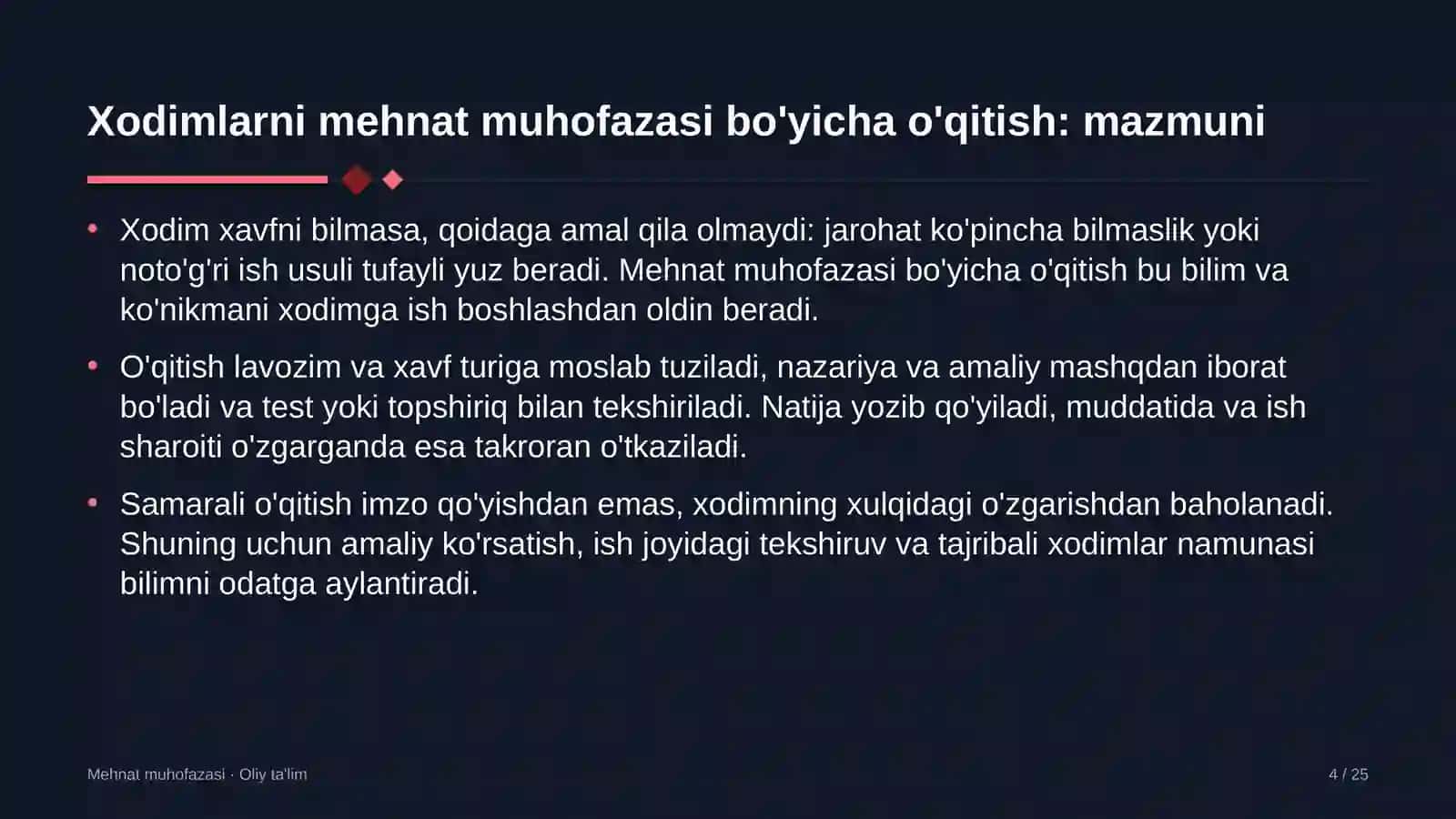 Korxonalarning yuridik xizmatlarida xodimlarni mehnat muhofazasi bo'yicha o'qitish 4