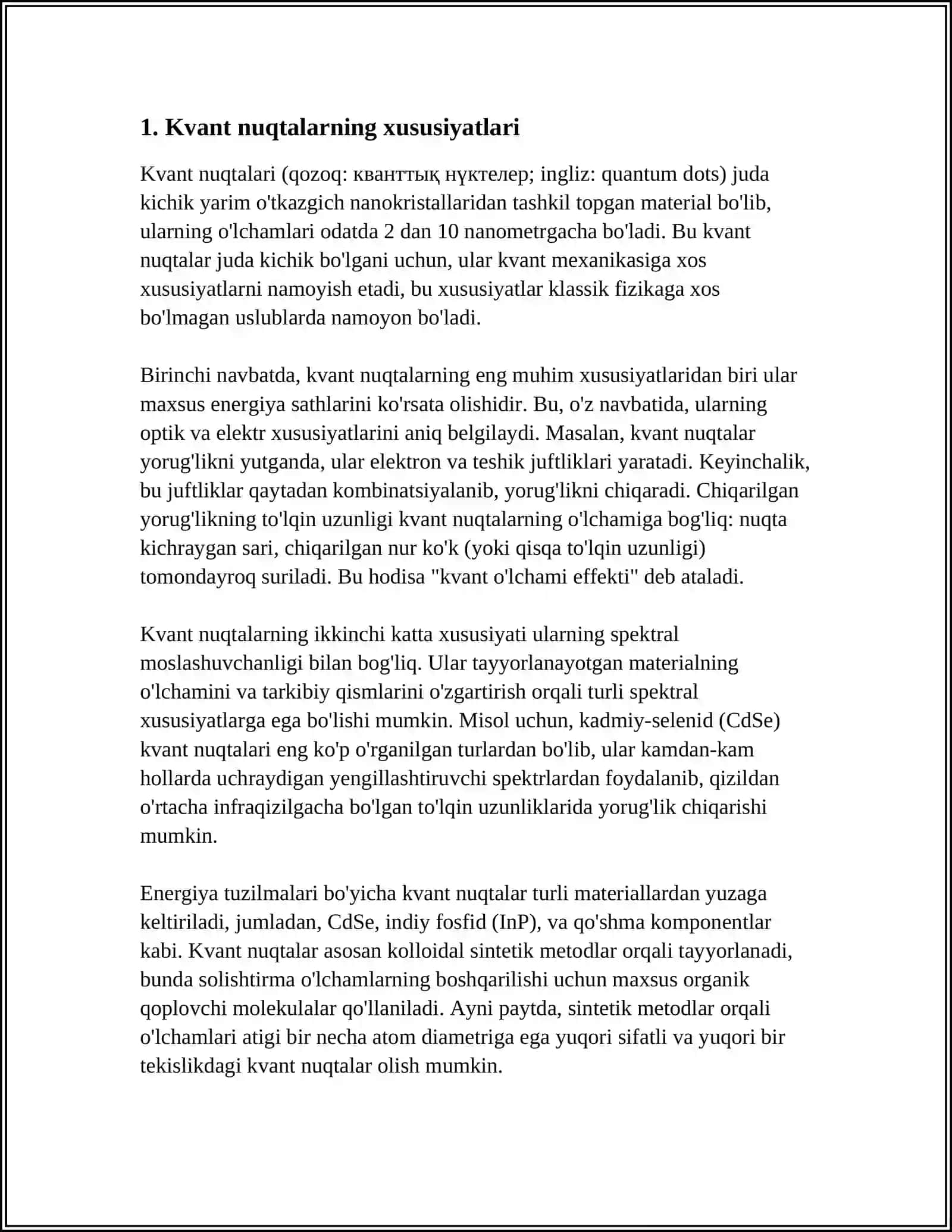 NANOELEKTRONIKA MATERIALLARI KIVANT "NUQTALAR" "IPLAR" "OʻRALAR" 4
