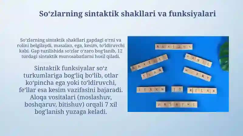 So’zlarning sintatik va morfologik shakllari 4